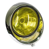 Farol Tremendao Fusca Kombi Amarelo seta Cristal Aro Cromado - Fortluz 4041A