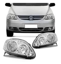 Farol Volkswagen Fox Spacefox Crossfox Foco Duplo Máscara Cromada 2006 2007 2008 2009 2010 - DFEB