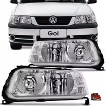 Farol Vw Gol Giii Foco Duplo/Mascara Cromada