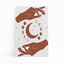 Fases da Lua Astros Mãos Minimalista Quadro Canvas 60x40cm