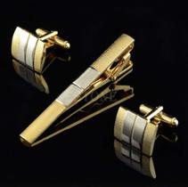 Fashion Men Necktie Tie Bar Clasp Clip Cufflinks define gold simples festa presente novo