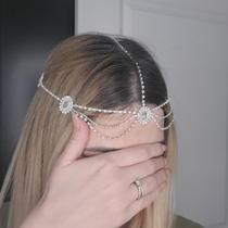 Fashion Trendy Rhinestone Fringe Head Chain Testa Tiara de Testa Noiva