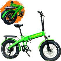 FatBike Bici Bicicleta elétrica dobrável Elektroid cor verde 500w 48V display led 45KM