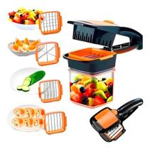 Fatiador C/ Pote De Frutas Legumes Manual 5 Em 1 Aço Inox C/ Pote Fatiador C/ Pote De Frutas Legumes Manual 5 Em 1 Aço Inox C/ Pote