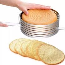 Fatiador de bolo expansivel 30cm inox aro cortador nivelador modelador multi camadas torta doces grande