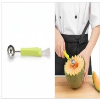 Fatiador de Frutas 4 em 1 Inox Cortador Melancia Melão Esferas Salada Verde