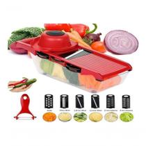 Fatiador de Legumes Mandoline Slicer 6 em 1 Aço Inoxidável Vermelho Shopmix