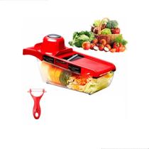 Fatiador e Ralador de Legumes Multifuncional 6 em 1 Aço Inox com Descascador Fatiador e Ralador de Legumes Multifuncional 6 em 1 Aço Inox com Descascador