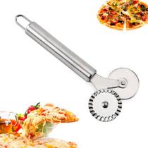 Fatiador Pizza Cortador Pastel Massas Carretilha Dupla Inox 17,5cm