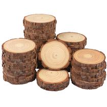 Fatias de madeira GNIEMCKIN 60 peças de 10-12 cm de pinho inacabado com casca