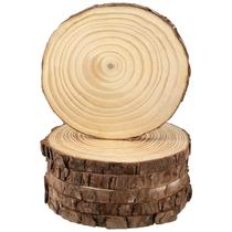 Fatias de madeira JEUIHAU 20-25 cm, madeira de pinho natural inacabada, 6 unidades