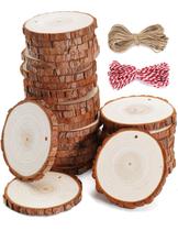 fatias de madeira wohohoho de 8 a 9 cm de abeto natural, 32 unidades com corda fatias de madeira wohohoho de 8 a 9 cm de abeto natural, 32 unidades com corda