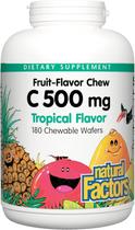 Fatores naturais de vitamina C mastigável 500 mg para crianças 180 unidades