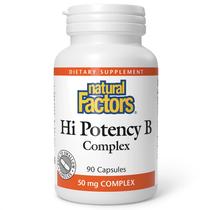 Fatores naturais do complexo de vitamina B de alta potência 50 mg 90 cápsulas Fatores naturais do complexo de vitamina B de alta potência 50 mg 90 cápsulas