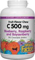 Fatores naturais mastigáveis de vitamina C para crianças 500 mg 180 bolachas Fatores naturais mastigáveis de vitamina C para crianças 500 mg 180 bolachas