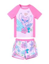 Fatos de banho Disney Stitch Girls UPF 50+ Tankini rosa 7-8 anos Fatos de banho Disney Stitch Girls UPF 50+ Tankini rosa 7-8 anos
