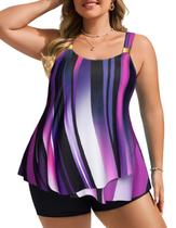 Fatos de banho Hanna Nikole 2025 de cintura alta, curvilíneos, femininos, roxos