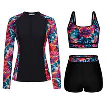 Fatos de banho Kate Kasin de manga comprida Rash Guard UPF 50+ para mulheres