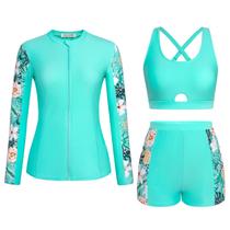 Fatos de banho Kate Kasin Rash Guard de manga comprida, 3 peças, 2GG, femininos Fatos de banho Kate Kasin Rash Guard de manga comprida, 3 peças, 2GG, femininos