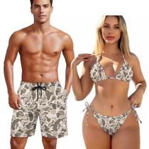 Fatos de banho KEIAHUAN Camo Hunting Triangle Bikini para mulheres e homens