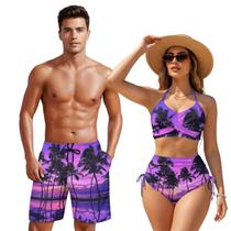 Fatos de banho KEIAHUAN Matching Sets, biquíni de cintura alta, roxo Fatos de banho KEIAHUAN Matching Sets, biquíni de cintura alta, roxo