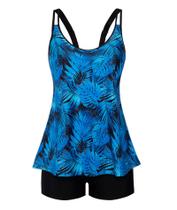 Fatos de banho Tankini Arolina Tummy Control de cintura alta azuis 24W