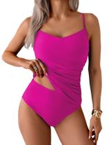 Fatos de banho Tankini Eomenie Tummy Control, cintura alta, rosa choque