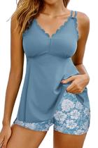 Fatos de banho Tankini Hanna Nikole Tummy Control para mulheres plus size Fatos de banho Tankini Hanna Nikole Tummy Control para mulheres plus size