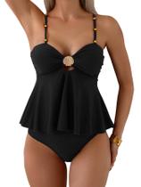 Fatos de banho Tankini SweatyRocks Y2K Ruffle Flowy High Waist