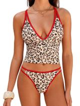 Fatos de banho Tankini ZAFUL com decote em V, alças duplas, cortadas em 2 peças Fatos de banho Tankini ZAFUL com decote em V, alças duplas, cortadas em 2 peças