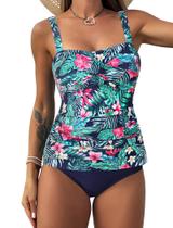 Fatos de banho Tankini ZAFUL Tummy Control de cintura alta, 2 peças Fatos de banho Tankini ZAFUL Tummy Control de cintura alta, 2 peças