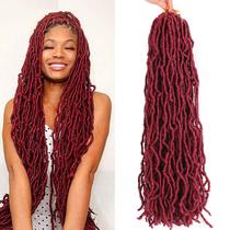 Faux Locs Crochet Hair Aayubb Burgundy Soft Locs 20 cm, 7 pacotes Faux Locs Crochet Hair Aayubb Burgundy Soft Locs 20 cm, 7 pacotes