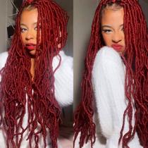 Faux Locs Crochet Hair Aayubb Burgundy Soft Locs 66 cm, 7 pacotes Faux Locs Crochet Hair Aayubb Burgundy Soft Locs 66 cm, 7 pacotes