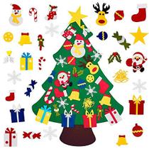 Fayoo DIY Felt Árvore de Natal com enfeites 30pcs, presentes de Natal para crianças Ano Novo Handmade Christmas Door Wall Decorações suspensas