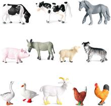 Fazenda Animais Brinquedos Estátuas, Mini Simulação Realista Plástico Aprendizagem Festa Educativa Playset Favorece Brinquedos de Banho Cupcake Toppers 12 Estátuas de Animais Cavalo, Cão, Porco, Vaca, Frango, Pato, Brinquedo de Ganso - Kvohzbl