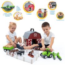 Fazendinha Playset Infantil com Trator, Celeiro, Animais e Bonecos Articulados Brinquedo Educativo Interativo Completo Fazendinha Playset Infantil com Trator, Celeiro, Animais e Bonecos Articulados Brinquedo Educativo Interativo Completo