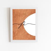 Fé Abstrato Minimalista Frases Quadro Moldura Branca 60X40Cm