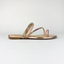 Fê - rasteira rose com tiras de strass 2056