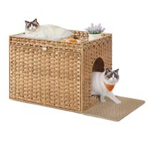 Feandrea Caixa de Areia para Gato com Revestimento em Rattan 66x51x48 cm Feandrea Caixa de Areia para Gato com Revestimento em Rattan 66x51x48 cm