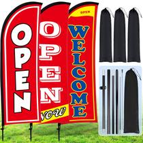 Feather Flag Banner Buryeah Now Open, 3 conjuntos de 2,1 m com kit de poste