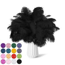 Feathers NEWONG Ostrich 30 unidades pretas naturais 23-30 cm