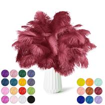Feathers NEWONG Wine Red Ostrich 30 unidades 23-30 cm para decoração Feathers NEWONG Wine Red Ostrich 30 unidades 23-30 cm para decoração