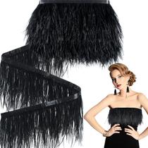 Feathers Trims Janinka Black Avestruz de 10 jardas de 8 a 10 cm de largura