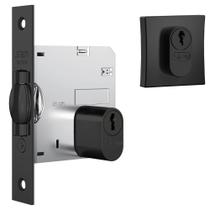 Fechadura 1005 com Trinco Rolete e Roseta Quadrada Black - 40775 - STAM Fechadura 1005 com Trinco Rolete e Roseta Quadrada Black - 40775 - STAM