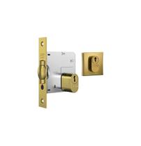 Fechadura 1005 trinco rolete roseta quadrada externa gold stam