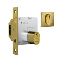 Fechadura 1006 Porta de Bater e Correr Roseta Quadrada Dourado Gold 45mm Stam Fechadura 1006 Porta de Bater e Correr Roseta Quadrada Dourado Gold 45mm Stam