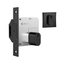 Fechadura 1006 Roseta Quadrada Externa Black Fosco- Rolete