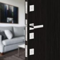 Fechadura 3f kit tetra design roseta quadrada inox - cromado Fechadura 3f kit tetra design roseta quadrada inox - cromado