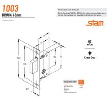 Fechadura Auxiliar Inox Tetra Externa Broca 18mm Stam