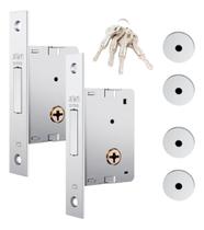 Fechadura Auxiliar Stam 1001 Par Tetra Inox Trava Dupla Fechadura Auxiliar Stam 1001 Par Tetra Inox Trava Dupla